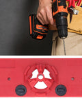 Top Grade 35mm Hinge Hole Saw Jig Kit For Woodworking Pros With Locator Bit And Precise Boring Tool Set Perfect For Cabinet Door Installation showing drill and jig tool.
