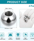 4 Pack Ball Nuts Knobs M8x1.25mm Thread 15mm Diameter 304 Stainless Steel in hand and zoomed detail