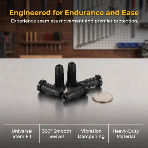 Fifty Pack Black Nylon Caster Stem Socket Sleeve With Secure Grip Neck For Office Chair Leg Swap Bushing And Furniture Foot Cap That Snaps On Quick And Keeps Floors Scratch Free While Rolling Slick Across Any Room