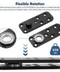Hidden Door Pivot Hinge For Secret Bookcase Doors Heavy Duty 570 Lbs Load Bearing In 304 Stainless Steel Swinging 360 Degree Rotation Hidden Door Hardware For Premium Concealed Doors, black hinge with flexible rotation detail.