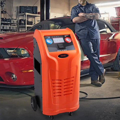 Fully Automatic Refrigerant Recovery Machine For R134A And R1234YF AC Systems, Heavy Duty Hvac Refrigerant Recycling Kit With Built In Digital Scale Compressor And Tank, Works Like A Charm For No Sweat AC Tune Ups And Leak Fixing