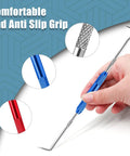 Precision Double Pointed Scriber Tool Two Piece Set, Heavy Duty Stainless Steel Layout Marker for sharp marking, showing anti-slip grip.