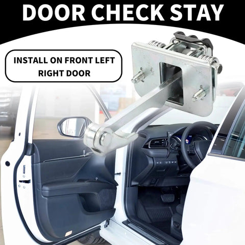 Front Left And Right Car Door Hinge Kit With Check Strap Stopper And Limiter, OEM Replacement For DS3 shown in open car door view
