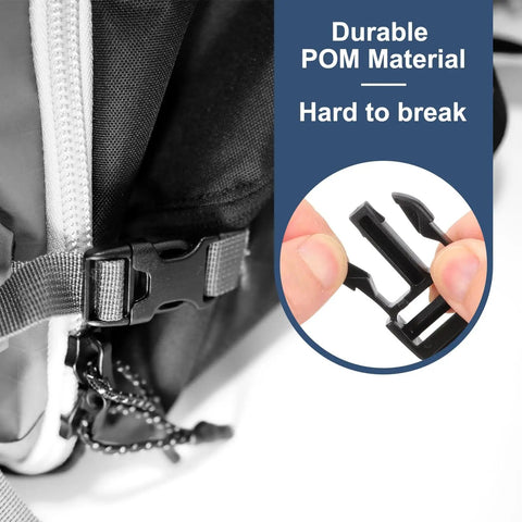 25mm Quick Release Side Buckles For Webbing Straps 1 Inch Dual Adjustable Plastic Clasp Fasteners Installed on Backpack
