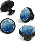 Marble Pattern Cabinet Knobs 4 Pack Round Single Hole Drawer Pulls For Kitchen Cupboards And Bedroom Drawers shown from various angles with black base.