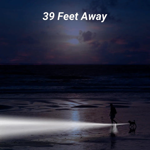 Person walking dog on beach at night illuminated by 4 Pack USB Rechargeable Clip On Headlights For Clogs Shoes And Sandals