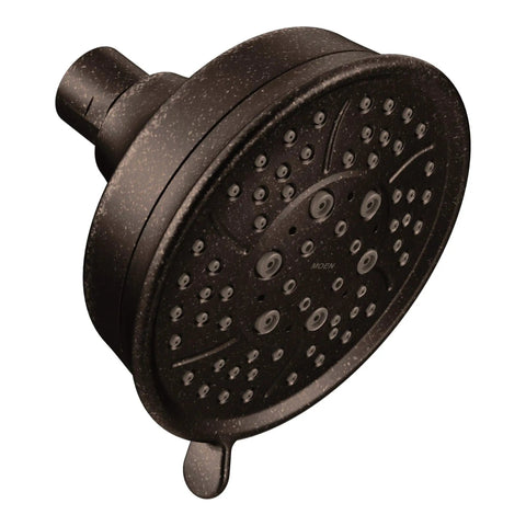 Oil Rubbed Bronze Four Function Wall Mount Shower Head With 4.38 Inch Diameter, Easy Install And Multiple Spray Settings