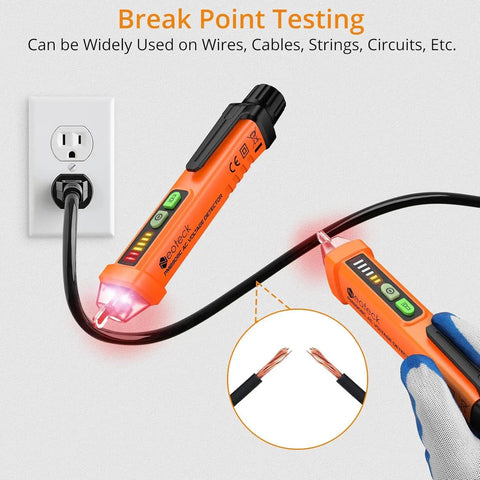 Non Contact AC Voltage Tester Pen 12 To 1000V With LED Flashlight And Audible Buzzer detecting voltage in a live wire