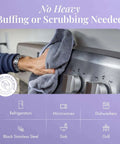 Stainless Steel Cleaner And Polish Bundle With USDA Biobased Formula cleaning a stainless steel stove with microfiber cloth