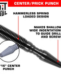 Spring Loaded Woodworking Punch Set With Hammerless Design For Effortless Nail Setting And Pin Removal In Any Diy Or Pro Workshop Project You Gotta Try This Tool, 3/16 inch steel center punch
