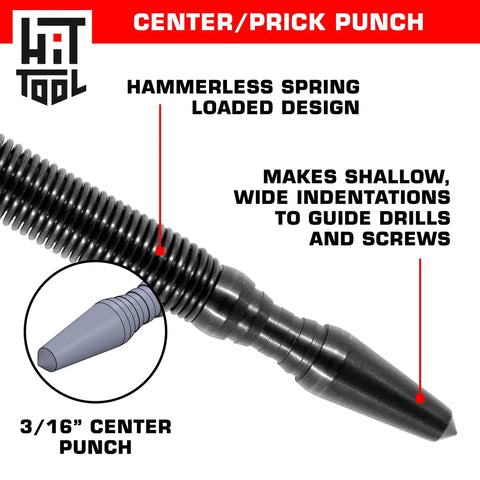 Spring Loaded Woodworking Punch Set With Hammerless Design For Effortless Nail Setting And Pin Removal In Any Diy Or Pro Workshop Project You Gotta Try This Tool, 3/16 inch steel center punch
