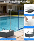 Pool Volleyball Net Set With LED Lights And Solar Panel For Lit Nights By The Pool Adjustable 15 To 32Foot Length Inground Pools Outdoor Backyard Water Volleyball Game Toy For Parties by a pool, showing Oxford cloth base, PVC layers.