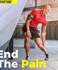 Man in workout gear using Leg Compression Sleeve For Calf Knee And Thigh Recovery Pain Relief And All Day Comfy Support For Running