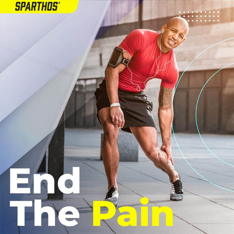 Man in workout gear using Leg Compression Sleeve For Calf Knee And Thigh Recovery Pain Relief And All Day Comfy Support For Running