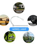 Image showing 2Pack Premium Trailer Hitch Pin Set 1/4 X 3.2 Inch Built Tough Durable Carbon Steel Zinc Plated for diverse uses.
