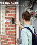 Person using Wireless Video Doorbell With Chime 1080P HD Camera, 170 Degree Wide Angle, Motion Detection, at front door