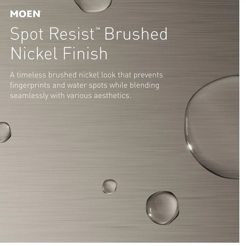 Five Function Handheld Shower Head With Brushed Nickel Spot Resistant Finish texture with water droplets