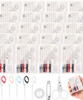 No Fuss Bulk Travel Sewing Crate Featuring Nifty Mini Repair Packs, showcasing compact sewing kits with needles and threads.