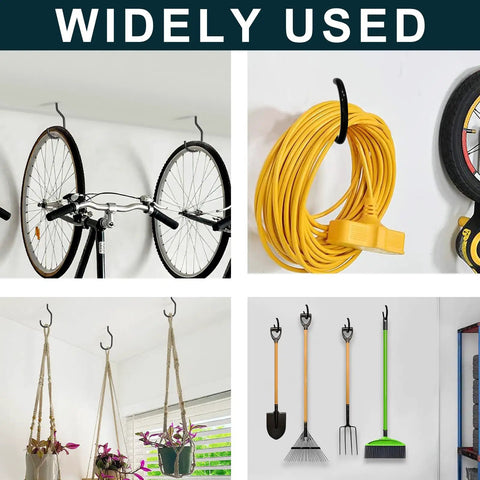 10 Pack Garage Bike Hooks, Heavy Duty Wall Mount And Ceiling Hooks For Vertical Bike Storage, tools and gear organization