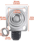 Top view of 4 Pack 8 Inch Heavy Duty Swivel Caster Wheels, 2 With Brake And 2 Without, 360 Degree Ball Bearing Plate Casters