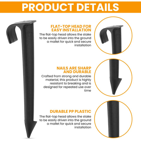 Heavy Duty One-Half Inch Irrigation Tubing Anchor Stakes Six Inch Long, 32-Pack for Securing Garden Hoses, plastic material