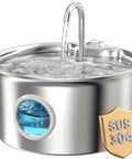 Stainless Steel Cat Water Fountain 88oz 2.6L Quiet Indoor Pet Water Dispenser with 304 Stainless Steel badge