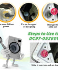 Washer Suspension Rod Replacement Kit For Front Load Models WA45T3200AW A4 WA45T3400AP A4 WA50R5200AW US showing install steps