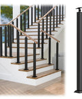 Rock Solid Square Stair Baluster Posts With 270 Degree Flex Metal Railing Spindles And Flat Bracket for deck stairs.