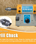 Front view of Jewelry Polisher And Bench Grinder Kit With Adjustable Speed, featuring drill chuck and control interface.