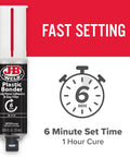 J-B Weld Plastic Bonder syringe, black 25 ml, body panel adhesive, front view