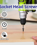 Solid As A Rock M4 0.7 X 10 Mm Flange Button Head Screw Set 100 Pack Heavy Duty Black 304 Stainless Steel Fasteners used with drill on wood.