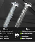 Comparison of 304 stainless steel 22 Pack 3/8 16 X 1/2 In Button Head Socket Cap Bolts versus ordinary bolts.