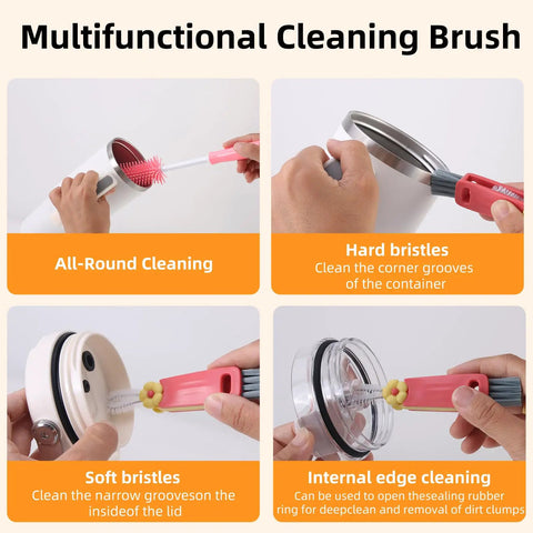 Person using 3 Pack Cup And Bottle Cleaning Brush Set With Straw And Lid Cleaners for thorough inside and edge cleaning.