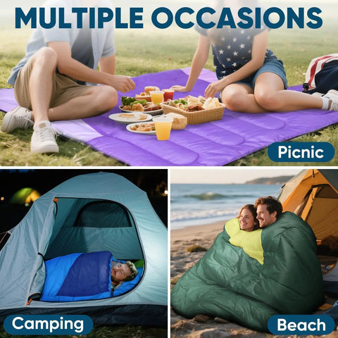 Lightweight Adult Sleeping Bag For Camping And Backpacking, Water Resistant And Machine Washable, Three Season Comfort From 50 To 80 F, Perfect For Spring Summer And Fall Trips, Long 7 Foot Length For Tall Hikers, Totally Cozy Blue used in various settings: outdoor picnic, camping, beach.