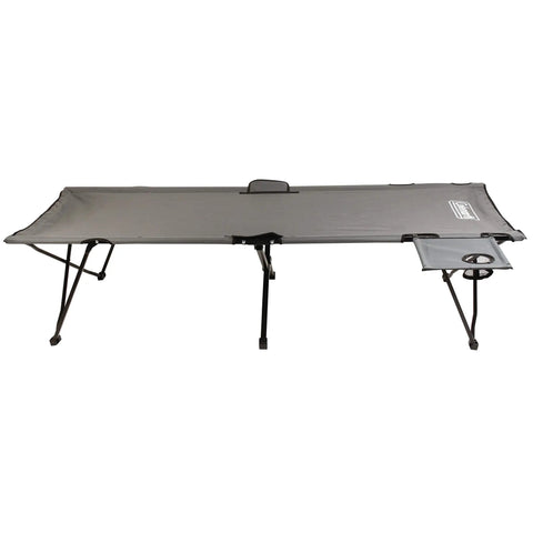 Pack-Away Big N Tall Camping Cot With Removable Side Table And Cup Holder, Extra Wide Sleeping Surface, Durable Steel Frame