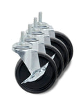 4 Inch Caster Roller Wheels Replacement Set Of Four For HCD Shelving Unit Black Includes Two Locking And Two Non Locking Casters