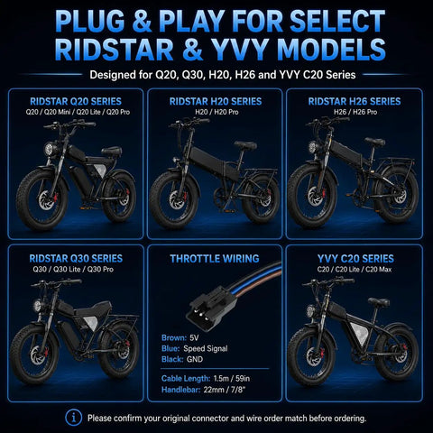 Full Twist Throttle Fits Ridstar Q20 Q30 H20 Surron Style 3 Pin Plug And Play Wiring Compatible With YVY C20 Electric Dirt Bike Upgrade
