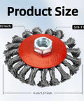 Five Pack 4 Inch Twist Knotted Wire Wheel Brush For Angle Grinder With 5/8-11 Arbor 0.02 Inch Carbon Steel Wire Heavy Duty Rust