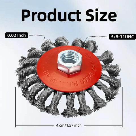 Five Pack 4 Inch Twist Knotted Wire Wheel Brush For Angle Grinder With 5/8-11 Arbor 0.02 Inch Carbon Steel Wire Heavy Duty Rust