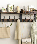 29 Inch Wall Mounted Coat Rack With Shelf And 11 Metal Hooks 4 In 1 Entryway Organizer For Coats Keys Bags Hats Mail Rustic Brown