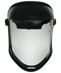 Bionic Face Shield With Clear Polycarbonate Visor And Full Shield Design For Chin And Top Head Coverage Black Matte Finish Front View