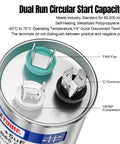 Beefed Up Heavy Duty Dual Run Capacitor 40 And 5 MFD CBB65 for AC motors and fans, labeled terminals for air conditioner use