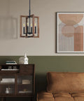 Farmhouse 4 Light Ceiling Fixture With Adjustable Hand Painted Wood Semi Flush Mount in a cozy living room setting