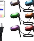 Smart Landscape Lighting Kit With 6 Pathway Lights Plug And Play 50ft Cord And 22ft Lead Wire Outdoor WiFi Lights shown in colors