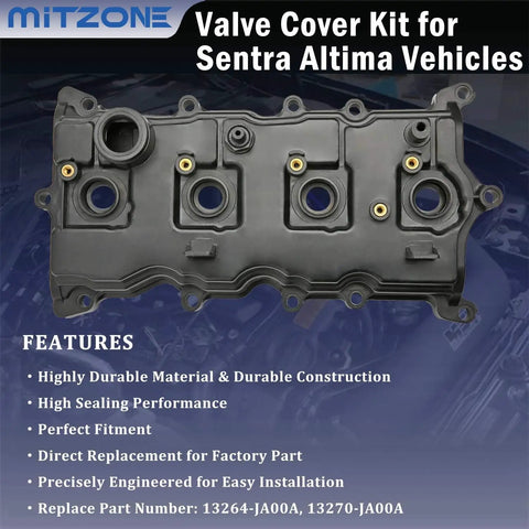 Engine Valve Cover Kit For 2007 To 2013 Nissan Altima And Sentra SER 2.5L With Oil Filler Cap Gasket Spark Plug Tube Seals Bolts