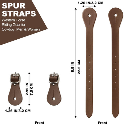 2 Pack Handmade Full Grain Leather Spur Straps For Western Riding Adjustable Spur Straps With Durable Silver Buckles Ideal For Men Women Cowboy Boots Rodeo And Equestrian Gear Dark Brown