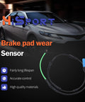 HiSport brake pad wear sensor cable close-up for BMW rear, black cable with green lead and blue connector