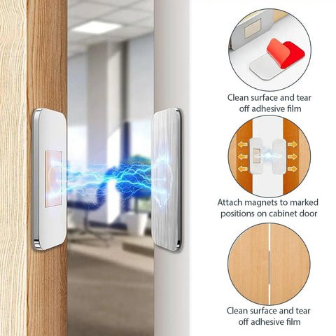 10 Pack Ultra Thin Magnetic Cabinet Door Catches No Drill Install For Quiet Closures Strong Hold Adhesive Latches installation process