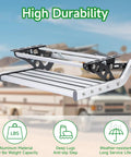 RV Camper Steps Drop Down Folding Stairs One Hand Open Close Aluminum Construction With Non Slip Feet Luminous Glow Tape For Visibility Holds Up To 450 Pounds, folded aluminum RV step with anti-slip tread