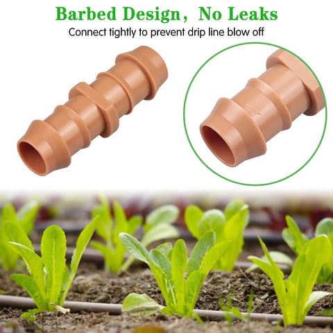 Drip Irrigation Barbed Coupling Set, 20 Pack, 1/2 Inch Tubing Fittings For 17mm 0.600 Inch ID Drip Lines, Connectors For Patio Lawn Garden, No Fuss Install, Durable, Leak Free.